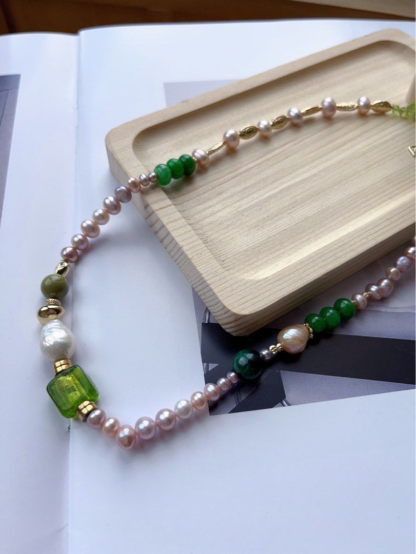 #PN545 Gentle Brown |Freshwater Pearl Necklace |Rutilated Quartz |Baroque Pearl