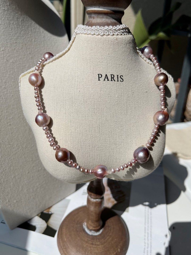 Handmade |Original Design | Purple Majesty | Freshwater Pearl Necklace |Baroque Pearl |Baby & Big Pearl Mixed|Purple