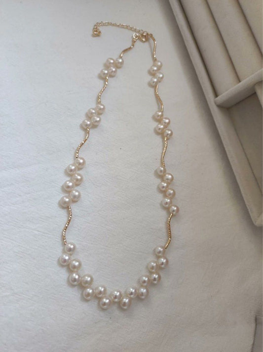 #PN613 Lace Garden |Freshwater Pearl Necklace |Lace Design|Bun Pearls |Elegant & Small Surprise