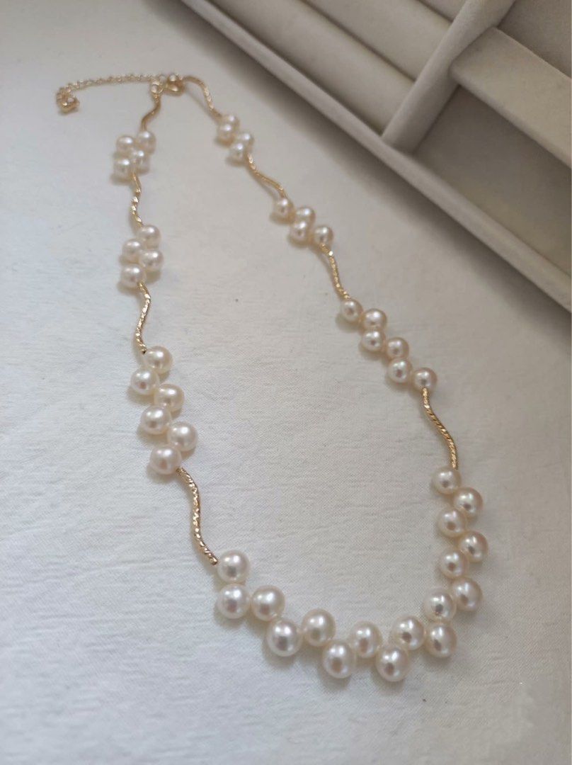 #PN613 Lace Garden |Freshwater Pearl Necklace |Lace Design|Bun Pearls |Elegant & Small Surprise