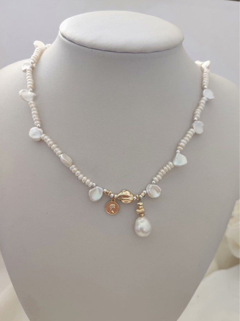 #PN516 Little Wonder |Freshwater Pearl Necklace |Flower Petal Pearl |Baby Baroque Pearl |Pendant with Mirror like Lustre