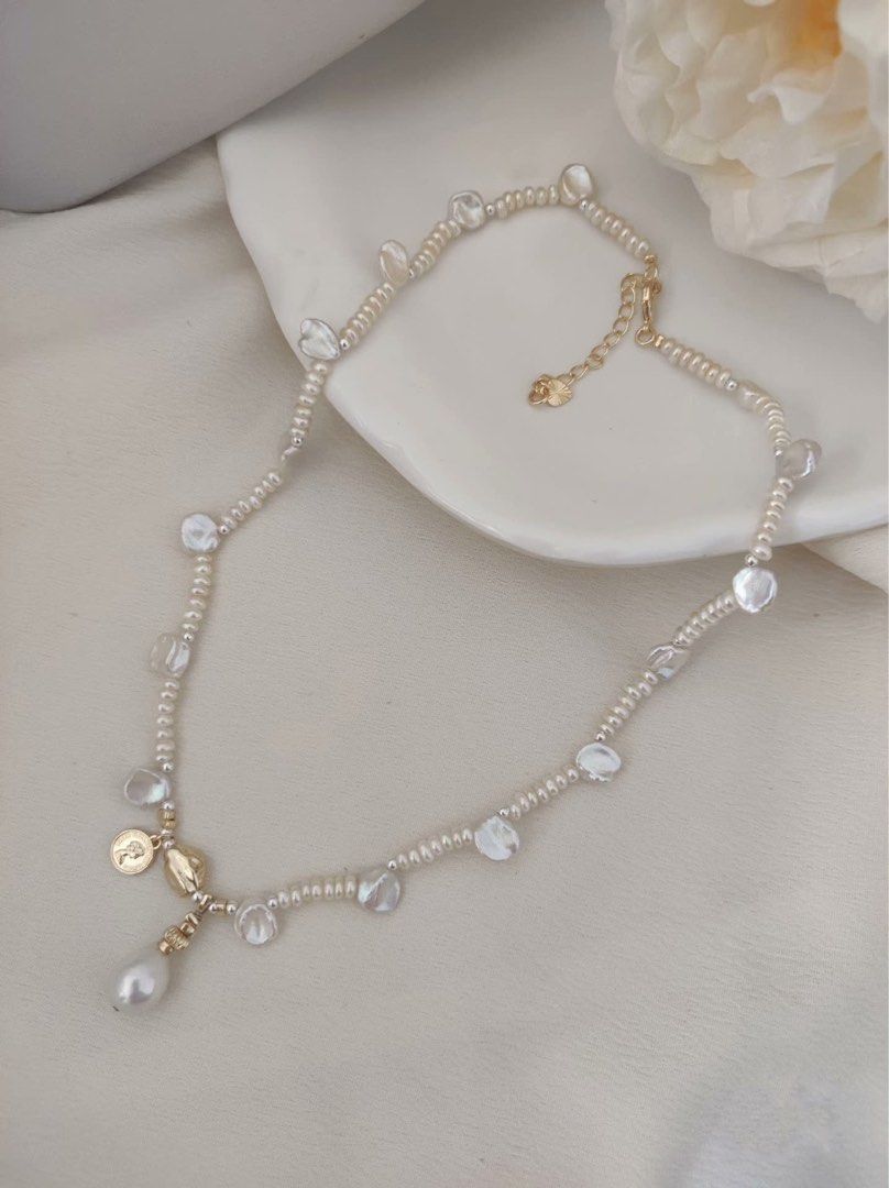 #PN516 Little Wonder |Freshwater Pearl Necklace |Flower Petal Pearl |Baby Baroque Pearl |Pendant with Mirror like Lustre