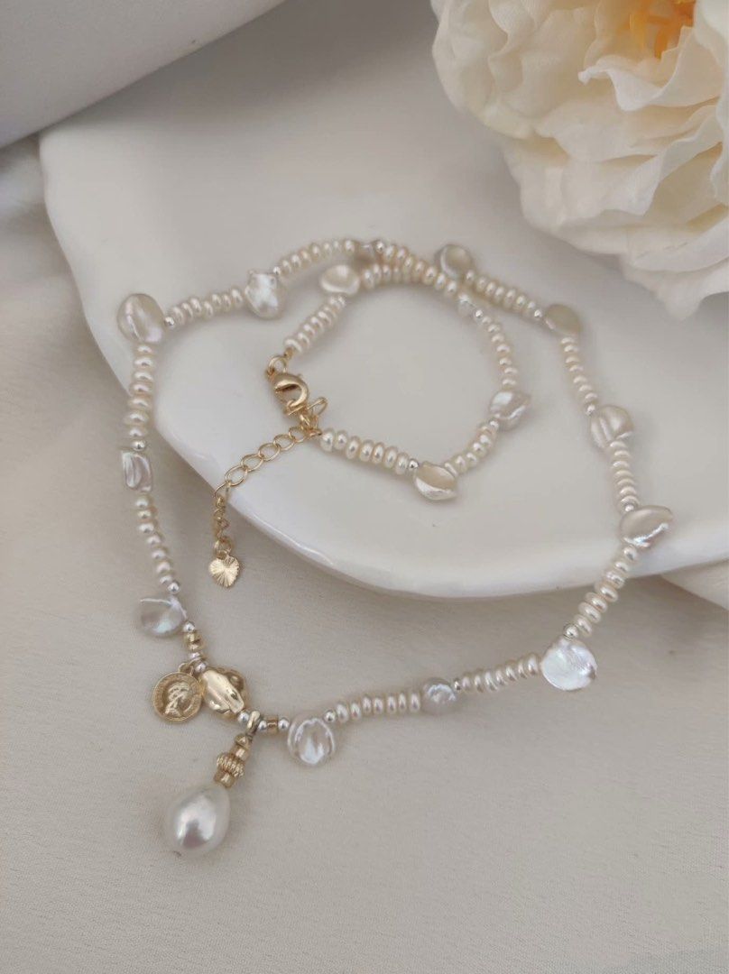 #PN516 Little Wonder |Freshwater Pearl Necklace |Flower Petal Pearl |Baby Baroque Pearl |Pendant with Mirror like Lustre