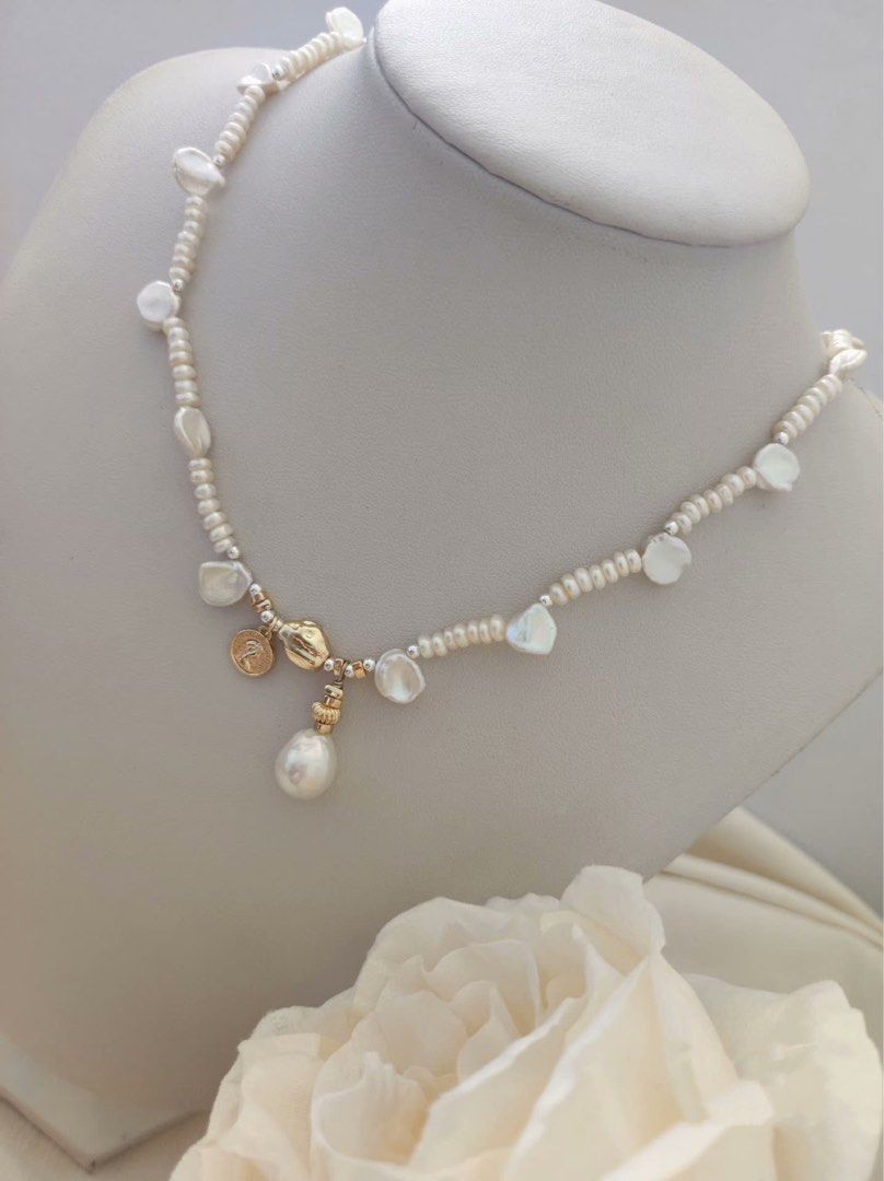 #PN516 Little Wonder |Freshwater Pearl Necklace |Flower Petal Pearl |Baby Baroque Pearl |Pendant with Mirror like Lustre