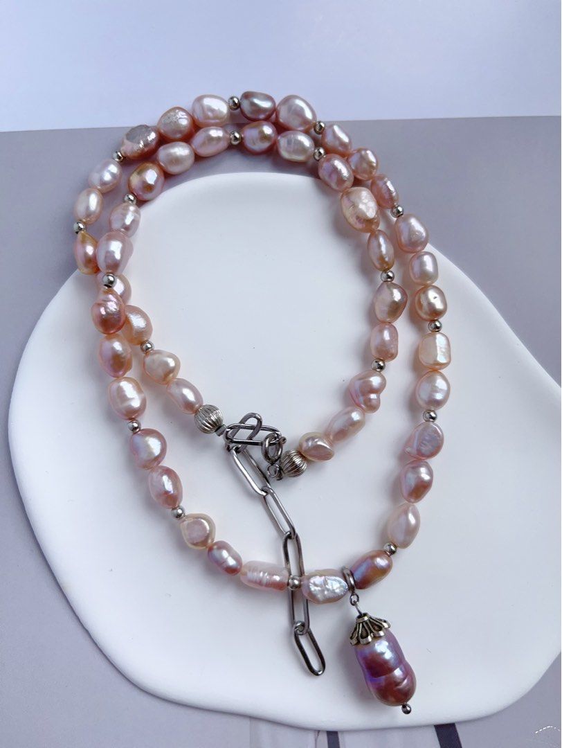 #PN559 [Luxurious Baroque] Freshwater Pearl Necklace |Baroque Pearl |Gourd Pearl Pendant |Deep & Light Purple Shades