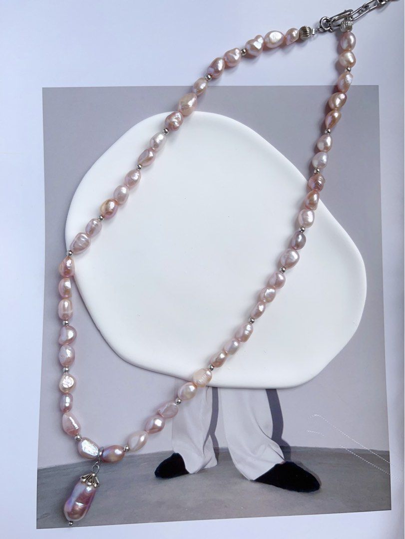 #PN559 [Luxurious Baroque] Freshwater Pearl Necklace |Baroque Pearl |Gourd Pearl Pendant |Deep & Light Purple Shades