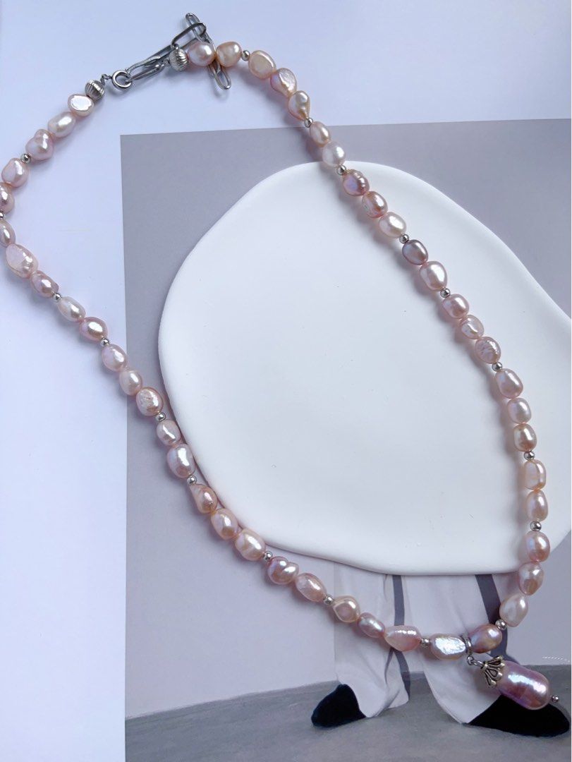 #PN559 [Luxurious Baroque] Freshwater Pearl Necklace |Baroque Pearl |Gourd Pearl Pendant |Deep & Light Purple Shades