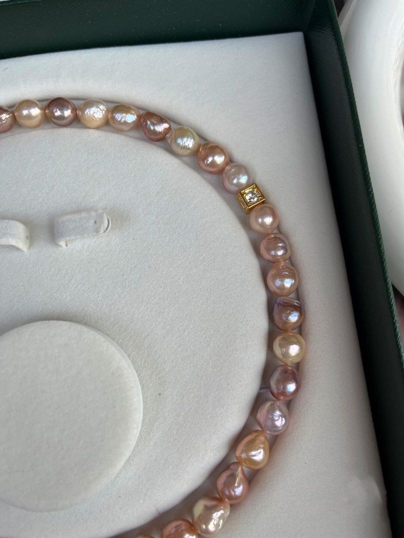 #PN468 [Clearance Sale] Mixed Coloured Wrinkled Freshwater Baroque Pearl Necklace |10mm|Free Delivery|Minimalist