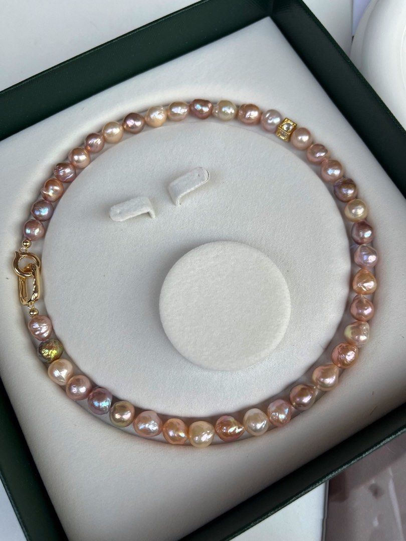 #PN468 [Clearance Sale] Mixed Coloured Wrinkled Freshwater Baroque Pearl Necklace |10mm|Free Delivery|Minimalist