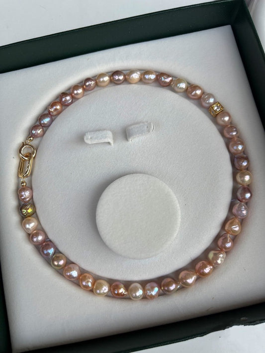 #PN468 [Clearance Sale] Mixed Coloured Wrinkled Freshwater Baroque Pearl Necklace |10mm|Free Delivery|Minimalist