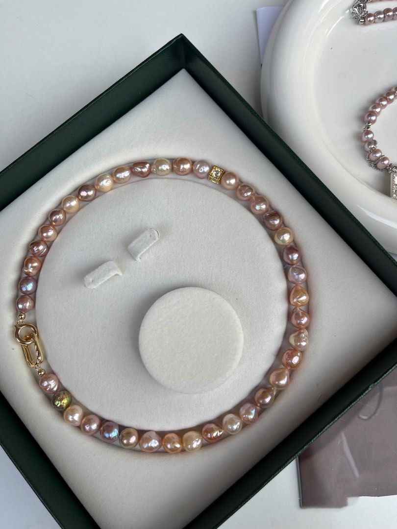 #PN468 [Clearance Sale] Mixed Coloured Wrinkled Freshwater Baroque Pearl Necklace |10mm|Free Delivery|Minimalist