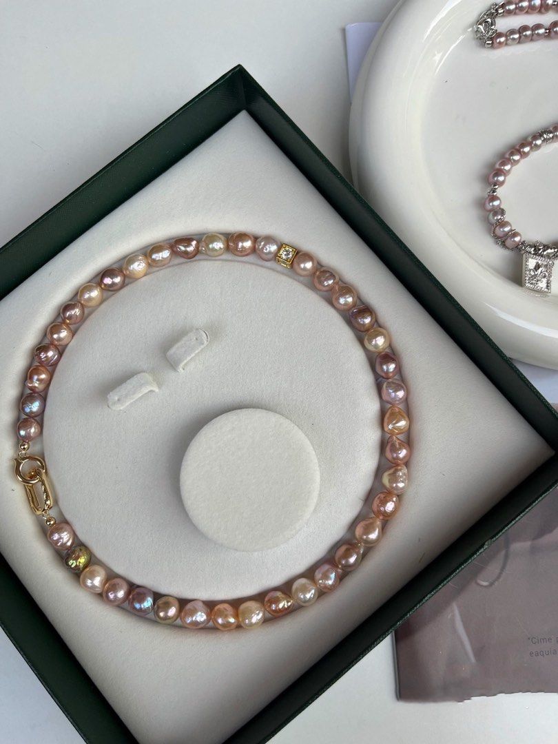 #PN468 [Clearance Sale] Mixed Coloured Wrinkled Freshwater Baroque Pearl Necklace |10mm|Free Delivery|Minimalist