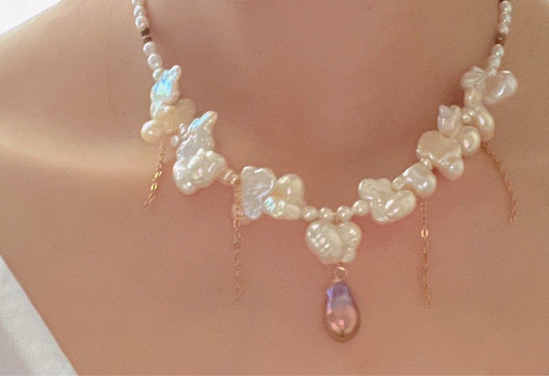 #PN02 Freshwater Pearl Necklace & Bracelet |”Butterfly & Its Package” |Metallic Pearl Pendant