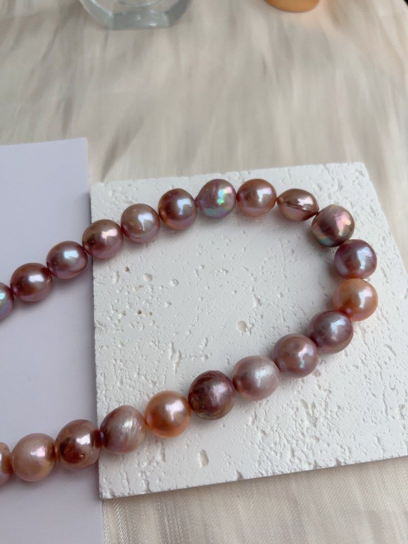 #PN1029 Freshwater Pearl Necklace | 42cm|Big Lustrous Baroque Pearl | Lavender Purple | Natural Flaws|10-13mm Big Size| Match Your Gown