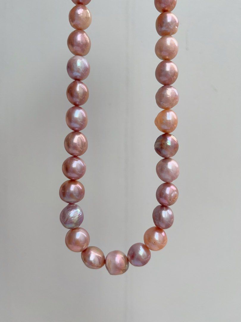 #PN1029 Freshwater Pearl Necklace | 42cm|Big Lustrous Baroque Pearl | Lavender Purple | Natural Flaws|10-13mm Big Size| Match Your Gown