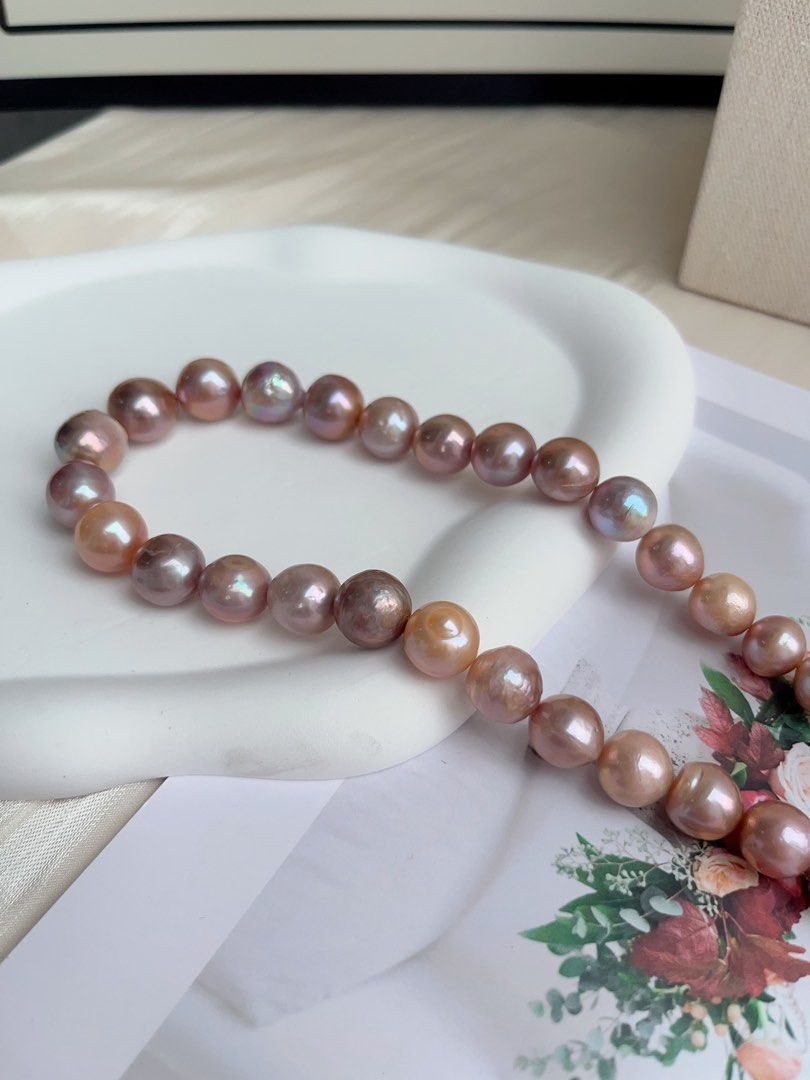 #PN1029 Freshwater Pearl Necklace | 42cm|Big Lustrous Baroque Pearl | Lavender Purple | Natural Flaws|10-13mm Big Size| Match Your Gown