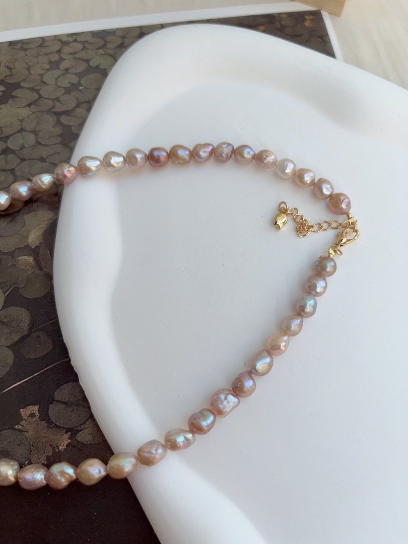 #PN1039 Freshwater Pearl Necklace | Vintage Copper Golden Lustre | Fishtail Baroque | Rare Shape| 40+5cm| Tassels | You Deserve Good Jewelry