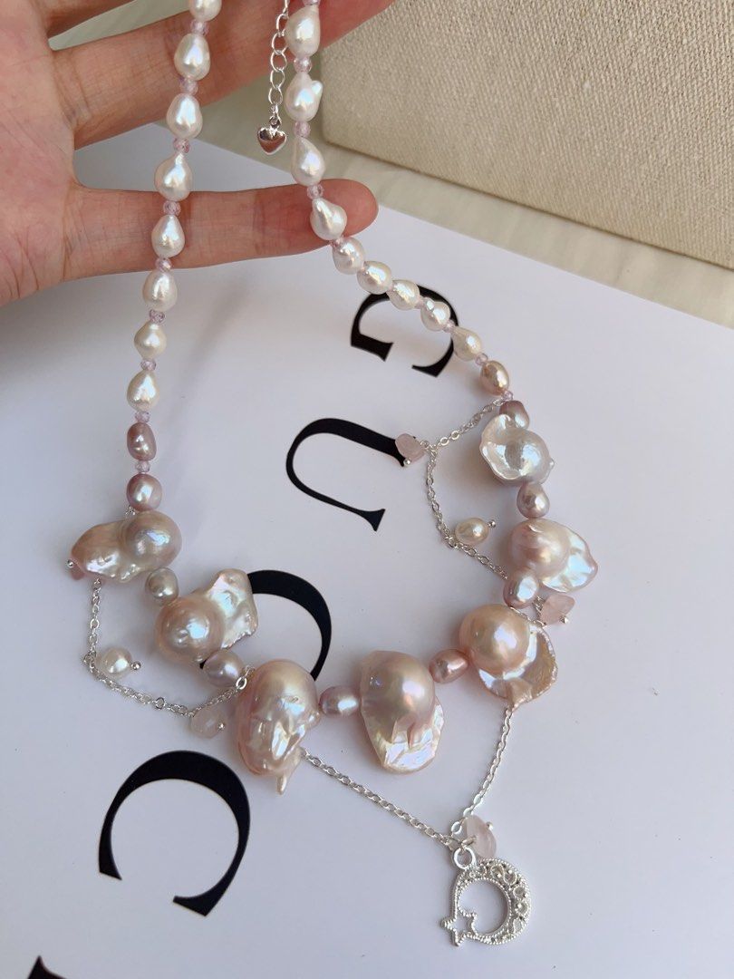 #PN1040 Freshwater Pearl Necklace | Pink Bubble | Pink Lustre Fishtail Baroque | Rose Quartz | Ultimate Tenderness | 40+5cm| Treat Yourself Well