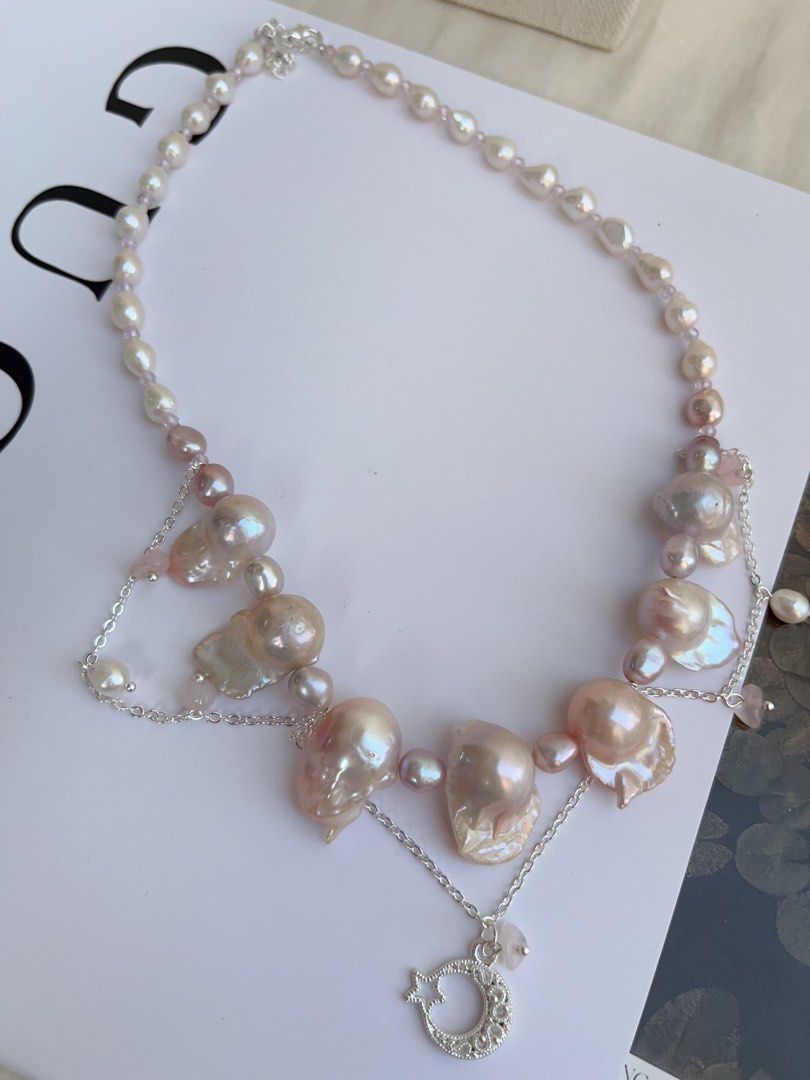 #PN1040 Freshwater Pearl Necklace | Pink Bubble | Pink Lustre Fishtail Baroque | Rose Quartz | Ultimate Tenderness | 40+5cm| Treat Yourself Well