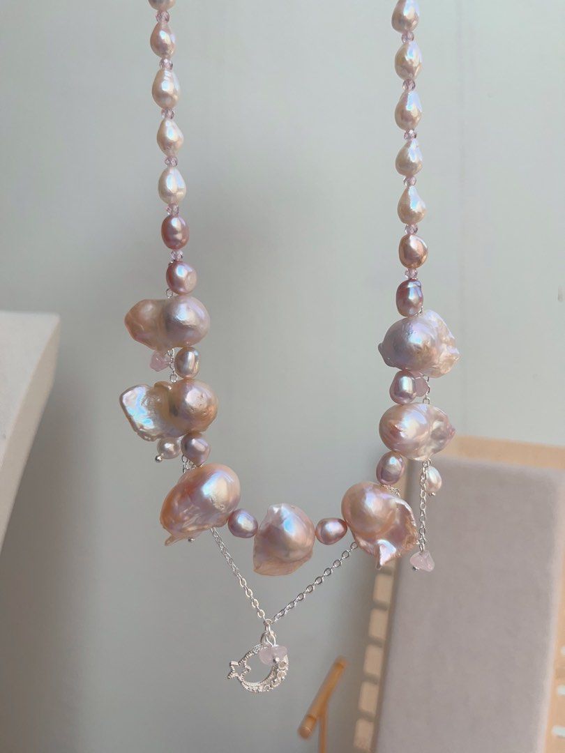 #PN1040 Freshwater Pearl Necklace | Pink Bubble | Pink Lustre Fishtail Baroque | Rose Quartz | Ultimate Tenderness | 40+5cm| Treat Yourself Well