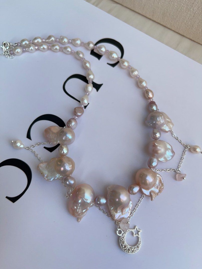 #PN1040 Freshwater Pearl Necklace | Pink Bubble | Pink Lustre Fishtail Baroque | Rose Quartz | Ultimate Tenderness | 40+5cm| Treat Yourself Well