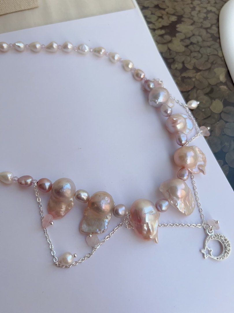#PN1040 Freshwater Pearl Necklace | Pink Bubble | Pink Lustre Fishtail Baroque | Rose Quartz | Ultimate Tenderness | 40+5cm| Treat Yourself Well