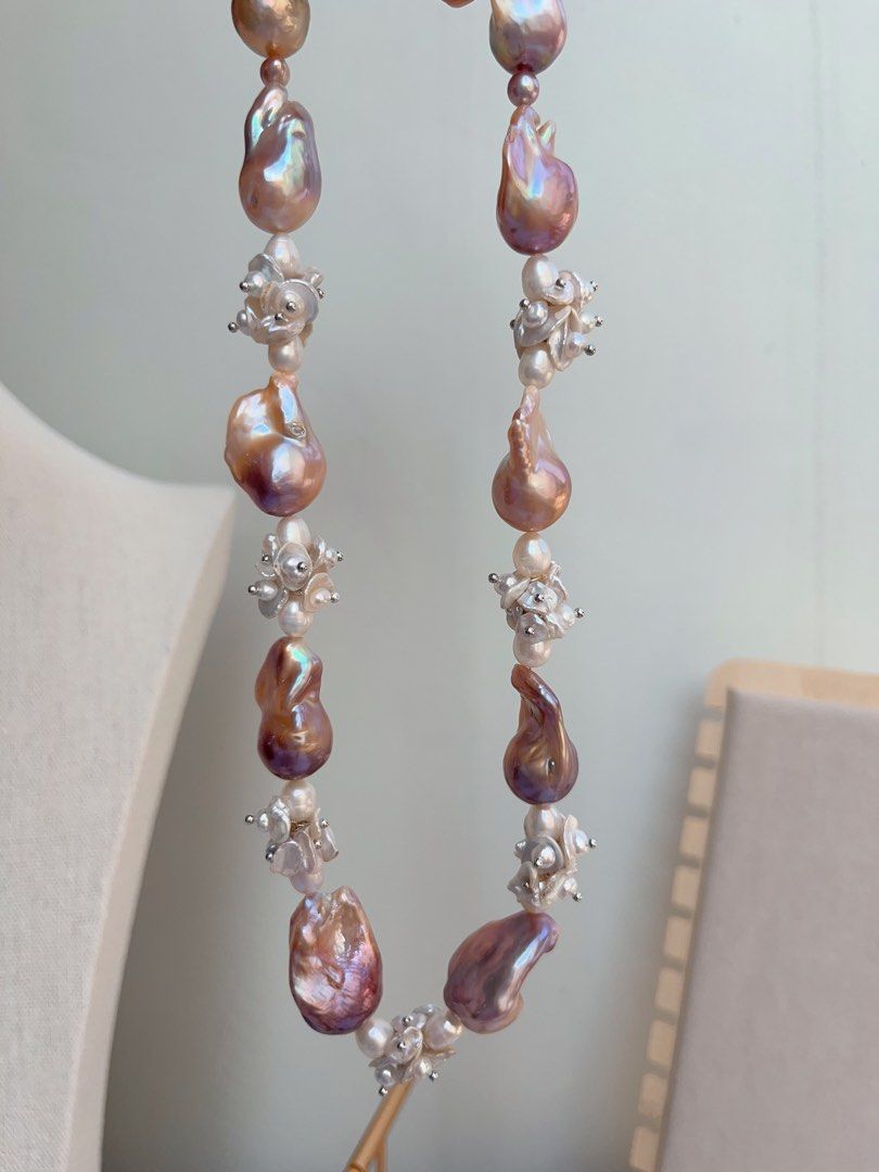 #PN1044 [Floral Series] Freshwater Pearl Necklace | Purple Blossom|46cm| Lustrous Fishtail Baroque Pearl | Petals| Gorgeous Floral Design| Heavily Made| Empowering Confidence