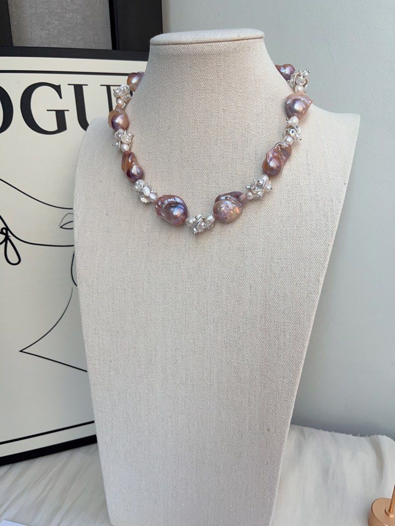 #PN1044 [Floral Series] Freshwater Pearl Necklace | Purple Blossom|46cm| Lustrous Fishtail Baroque Pearl | Petals| Gorgeous Floral Design| Heavily Made| Empowering Confidence