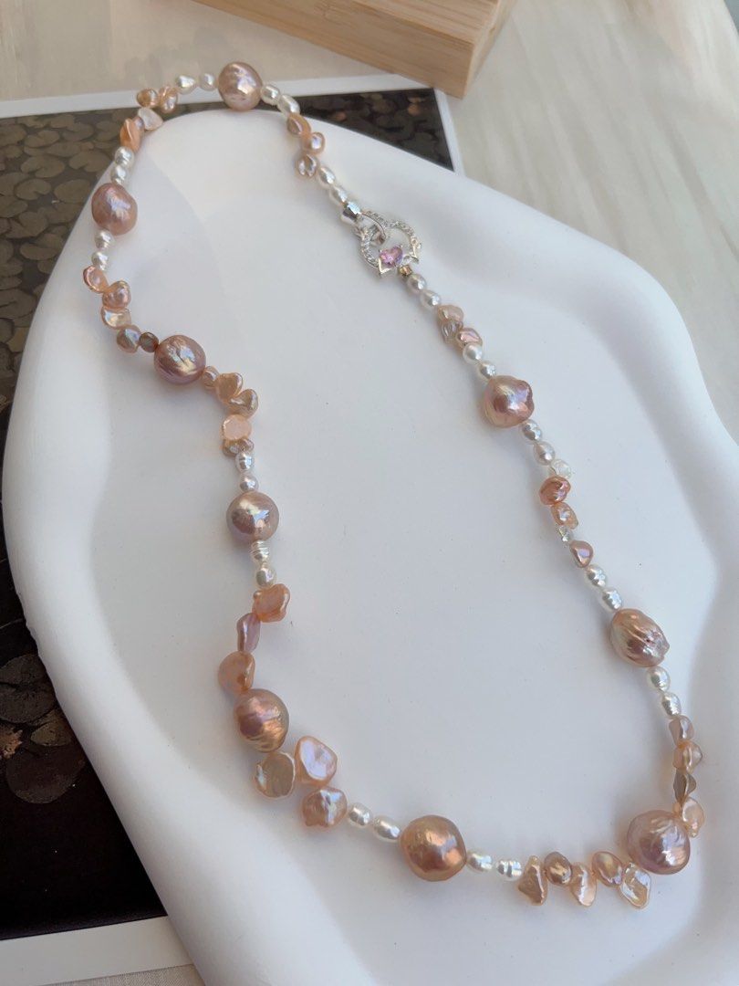 #PN1050 Freshwater Pearl Necklace | 10mm Round Baroque | 48cm Long| Lustrous Petals| Please Yourself | Christmas 🤶 Gift