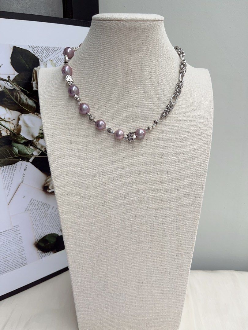 #PN1057 Freshwater Pearl Necklace | Big Blueberry Round Baroque Pearl |46cm| Half Chain| Lustrous | Vintage Style | Must-have Piece| Empowering Confidence | Christmas Gift 💝