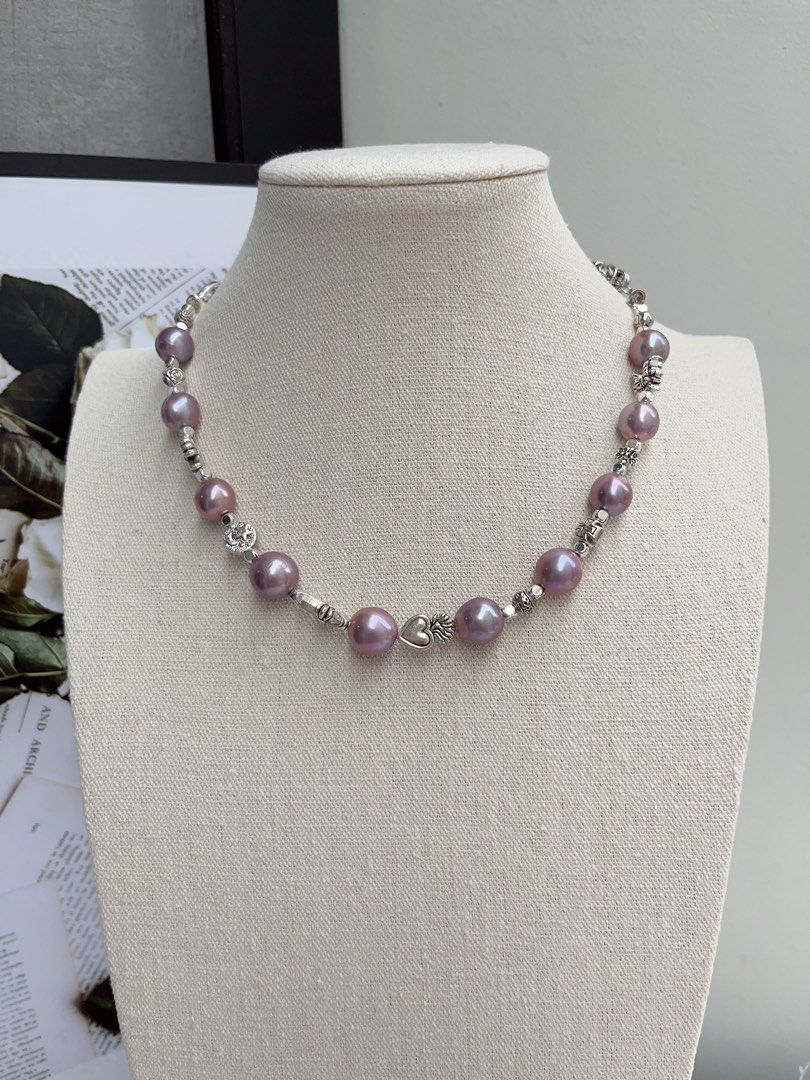 #PN1057 Freshwater Pearl Necklace | Big Blueberry Round Baroque Pearl |46cm| Half Chain| Lustrous | Vintage Style | Must-have Piece| Empowering Confidence | Christmas Gift 💝