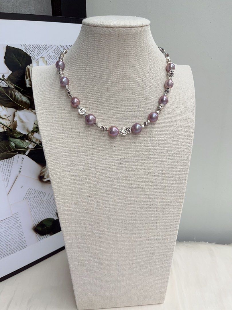 #PN1057 Freshwater Pearl Necklace | Big Blueberry Round Baroque Pearl |46cm| Half Chain| Lustrous | Vintage Style | Must-have Piece| Empowering Confidence | Christmas Gift 💝