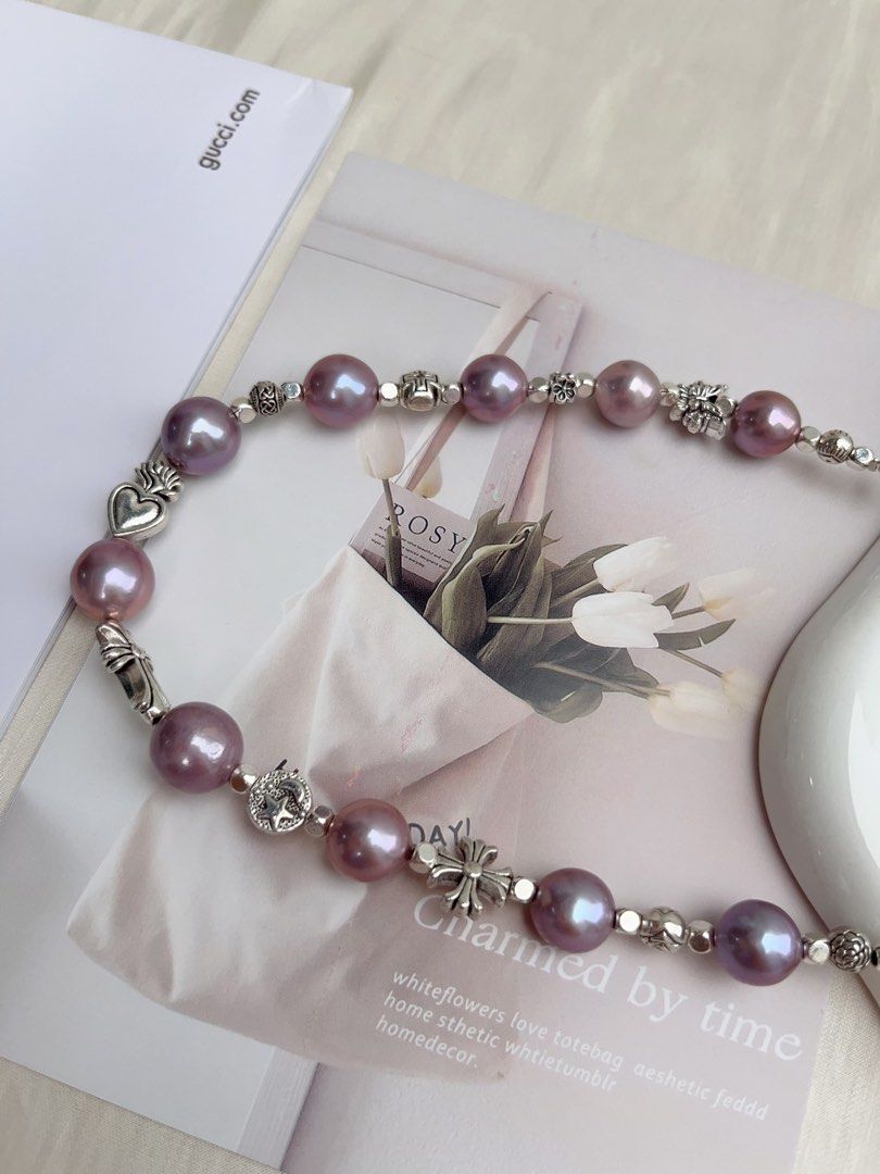 #PN1057 Freshwater Pearl Necklace | Big Blueberry Round Baroque Pearl |46cm| Half Chain| Lustrous | Vintage Style | Must-have Piece| Empowering Confidence | Christmas Gift 💝