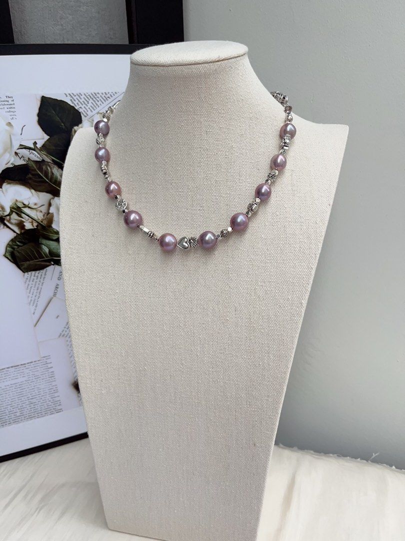 #PN1057 Freshwater Pearl Necklace | Big Blueberry Round Baroque Pearl |46cm| Half Chain| Lustrous | Vintage Style | Must-have Piece| Empowering Confidence | Christmas Gift 💝