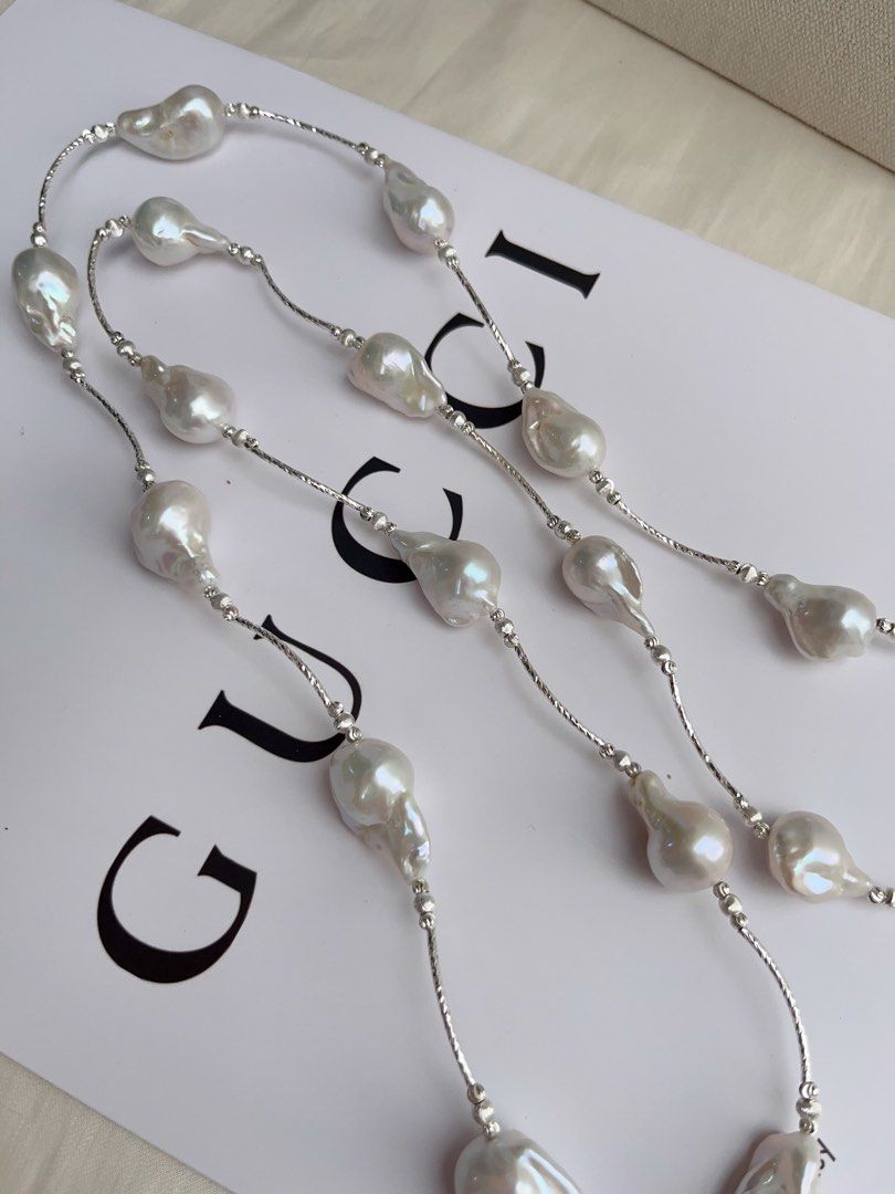 #PN1058 Restock| Freshwater Pearl Necklace | Super Long 122cm Fishtail Baroque Sweater Necklace | Lustrous White| 3 Rounds| Multiple Way of Wearing| Style as You Like| Diverse Coordination| Elegance & Beauty| Power of Natural| Perfect Gift for Christmas 🤶