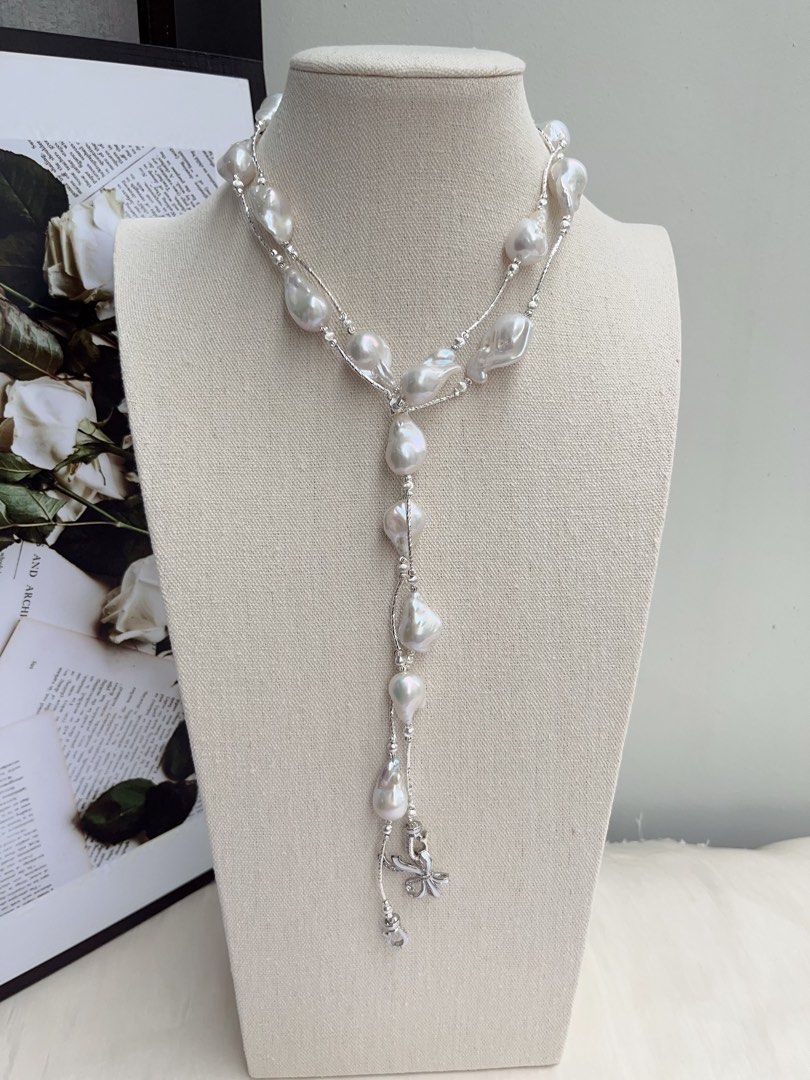 #PN1058 Restock| Freshwater Pearl Necklace | Super Long 122cm Fishtail Baroque Sweater Necklace | Lustrous White| 3 Rounds| Multiple Way of Wearing| Style as You Like| Diverse Coordination| Elegance & Beauty| Power of Natural| Perfect Gift for Christmas 🤶