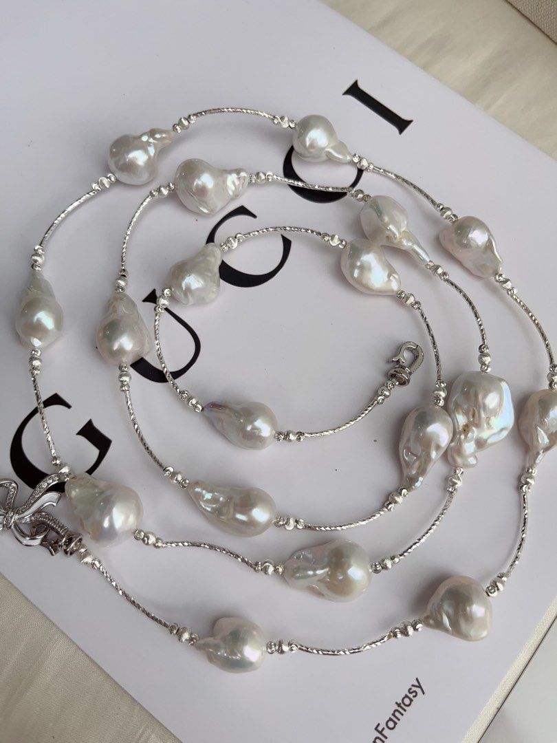 #PN1058 Restock| Freshwater Pearl Necklace | Super Long 122cm Fishtail Baroque Sweater Necklace | Lustrous White| 3 Rounds| Multiple Way of Wearing| Style as You Like| Diverse Coordination| Elegance & Beauty| Power of Natural| Perfect Gift for Christmas 🤶