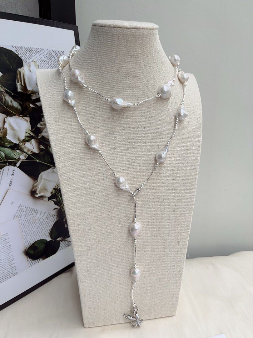 #PN1058 Restock| Freshwater Pearl Necklace | Super Long 122cm Fishtail Baroque Sweater Necklace | Lustrous White| 3 Rounds| Multiple Way of Wearing| Style as You Like| Diverse Coordination| Elegance & Beauty| Power of Natural| Perfect Gift for Christmas 🤶