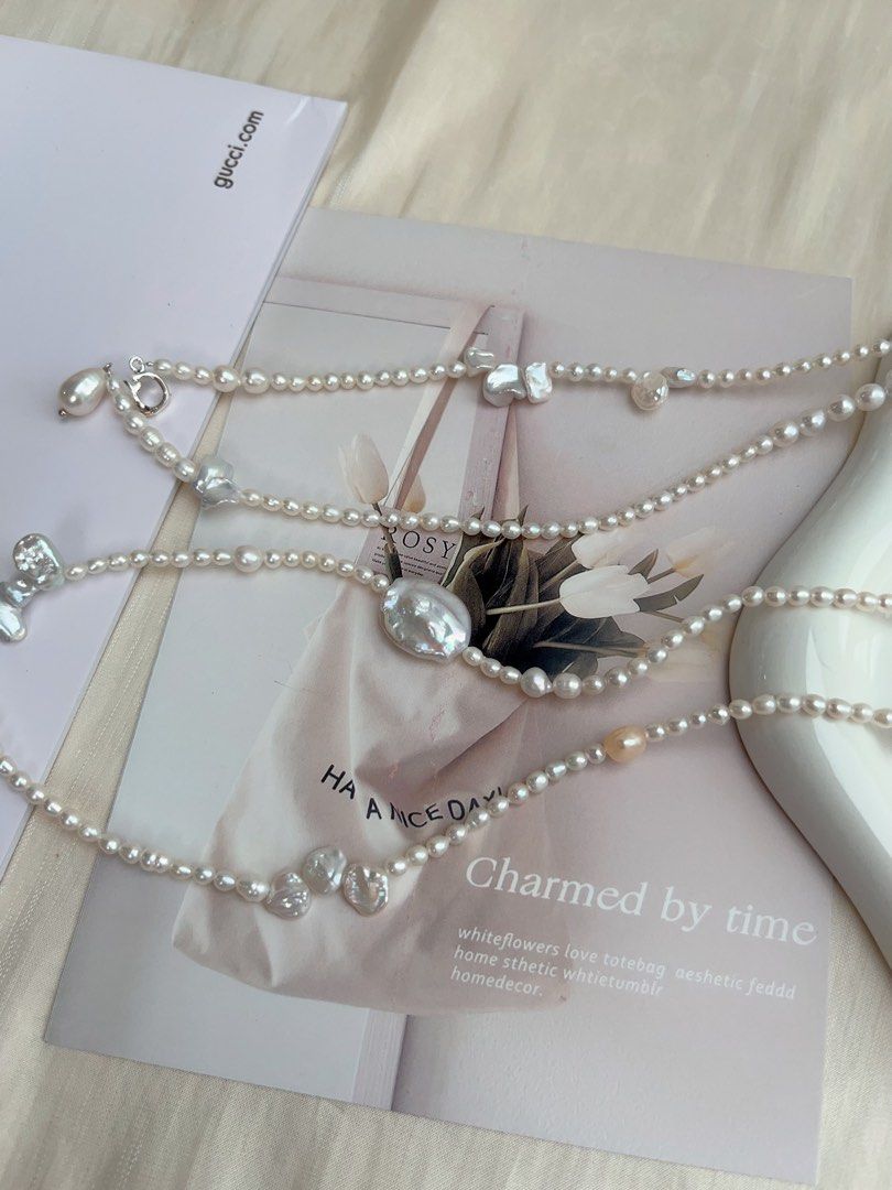 #PN1070 Freshwater Pearl Necklace |97cm Long Sweater Necklace | Silver Lustre Stone Pearl| Water-drop Baroque | Square Pearl | Wear at Any Length | Variable Wear| Lustrous | Ultimate Elegance | Dress as You Want