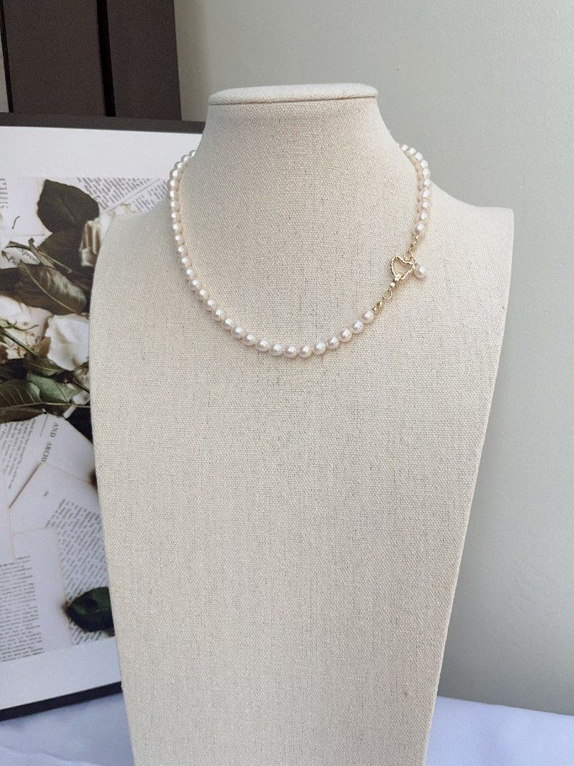 #PN1096 Freshwater Pearl Necklace Set | 2-pc Set| 6mm White Potato Shape Baroque Pearl| 14*18mm Purple Golden Square Baroque Pearl Pendant Necklace| Heart ❤️ Clasp| Anniversary Gift 🎁| You Are Beautiful