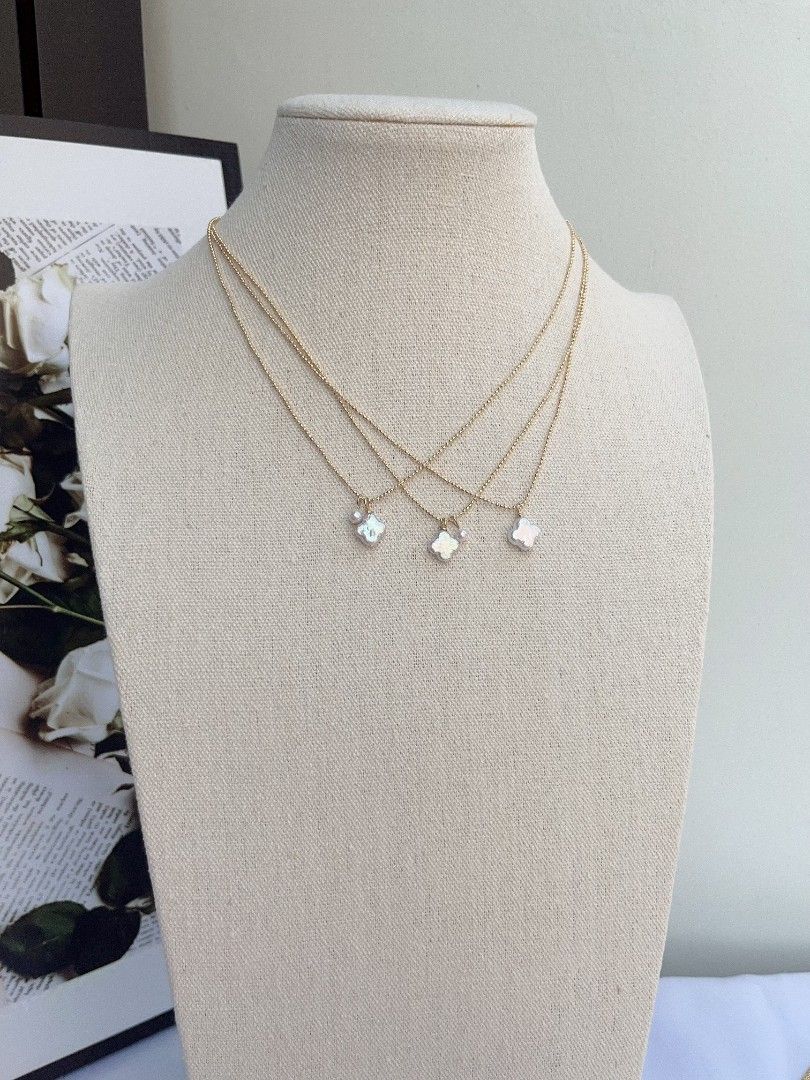 #PN1097 Freshwater Pearl Necklace|Star ⭐, Clover 🍀 Shape Baroque Pearl Pendant Necklace| Lustrous| Beads Chain| Simplicity Gives Elegance| Birthday Gift 🎁