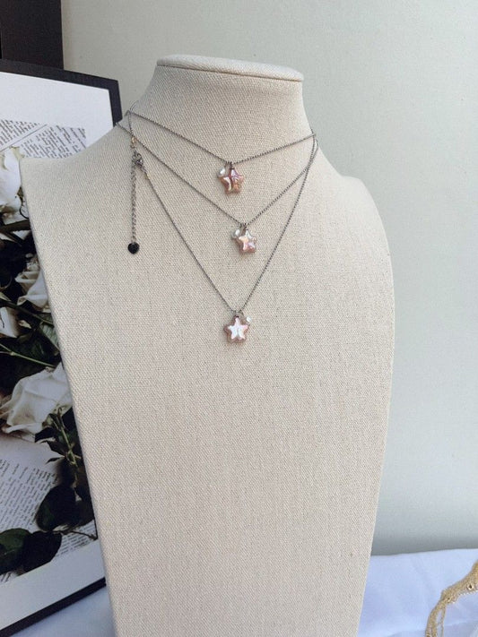 #PN1097 Freshwater Pearl Necklace|Star ⭐, Clover 🍀 Shape Baroque Pearl Pendant Necklace| Lustrous| Beads Chain| Simplicity Gives Elegance| Birthday Gift 🎁