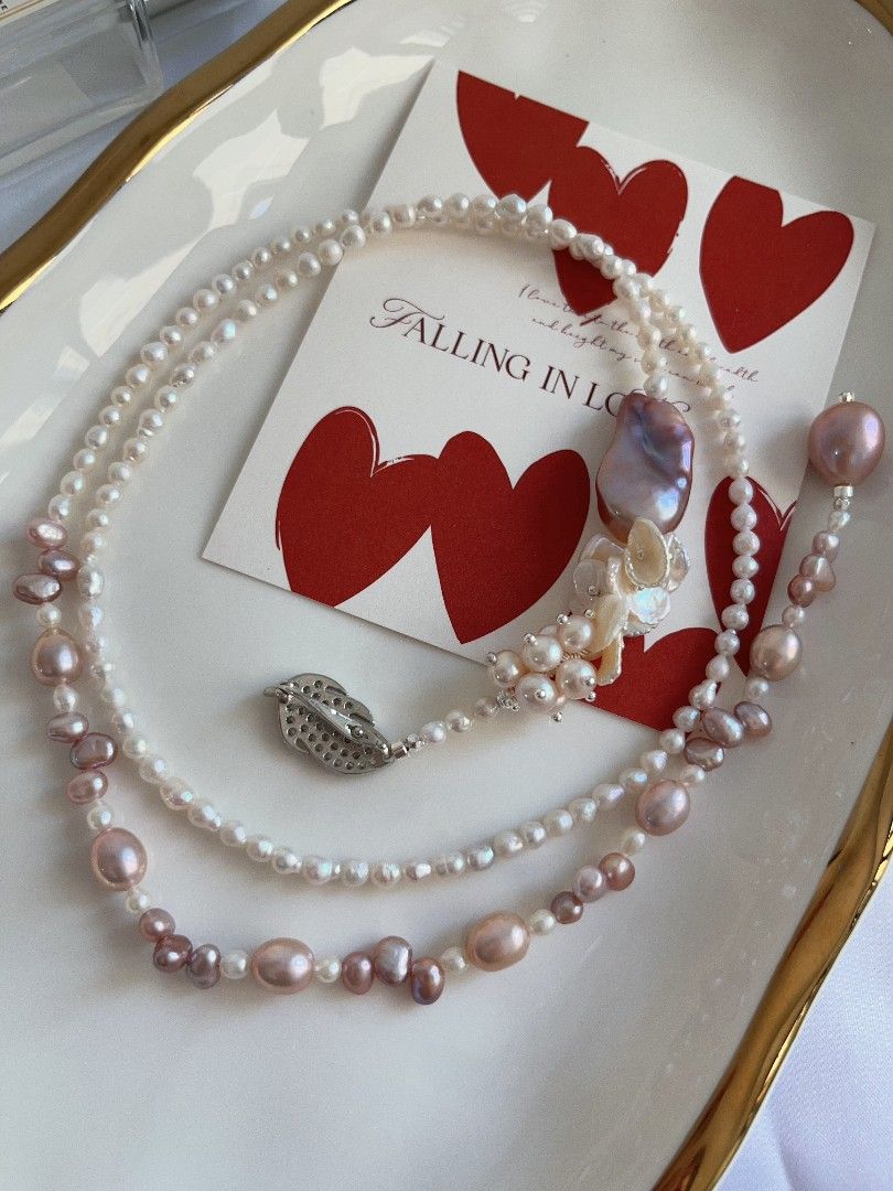 #PN1112 [Floral Series] Freshwater Pearl Necklace| 80cm Sweater Necklace Enough for 2 Rounds| Multi Way of Wearing| White Big Thin Petals 13mm| Smooth Skin Fishtail Baroque Pearl 26mm Lustrous| 13mm Big Water drop Pearl| Zircon Leaf Clasp| Y Shape Design