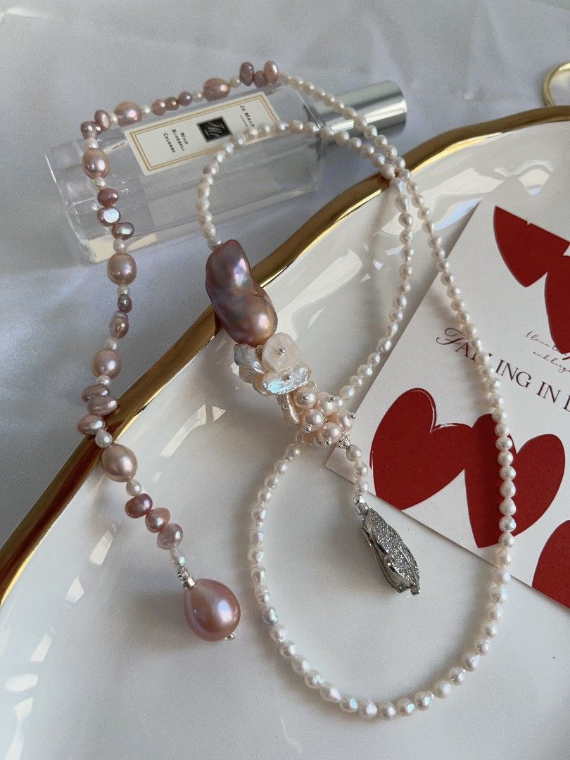 #PN1112 [Floral Series] Freshwater Pearl Necklace| 80cm Sweater Necklace Enough for 2 Rounds| Multi Way of Wearing| White Big Thin Petals 13mm| Smooth Skin Fishtail Baroque Pearl 26mm Lustrous| 13mm Big Water drop Pearl| Zircon Leaf Clasp| Y Shape Design