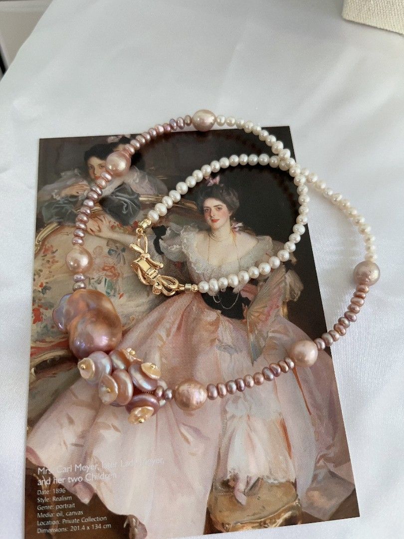 #PN1115 [Floral Series] Freshwater Pearl Necklace| 45cm| Mixed Colors| Smooth Purple Fishtail Baroque Pearl| Petal-on-coin Designs| Lustrous Wrinkle Baroque| Fine Jewelry for You