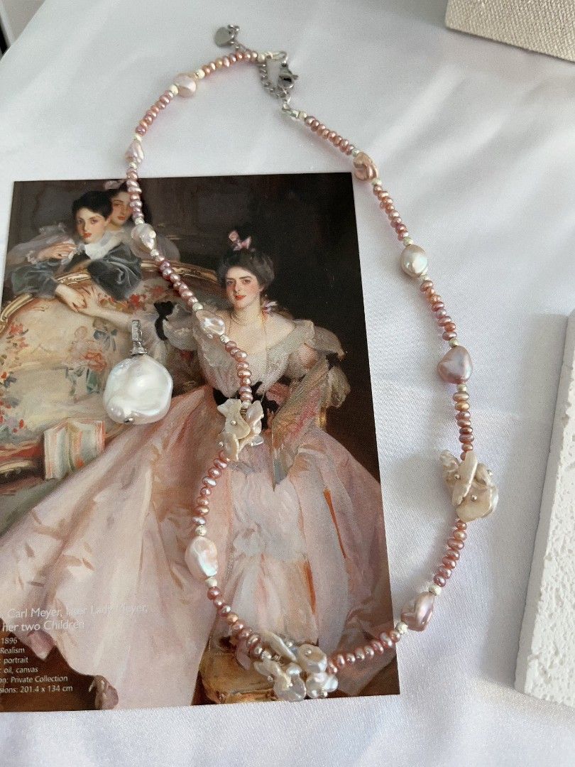 #PN1116 [Floral Series] Freshwater Pearl Necklace| 41+5cm| Irregular Stone Pearl| 3mm Baby Pearl| Detachable Pendant| Thin Leaf Petals| Dainty & Young