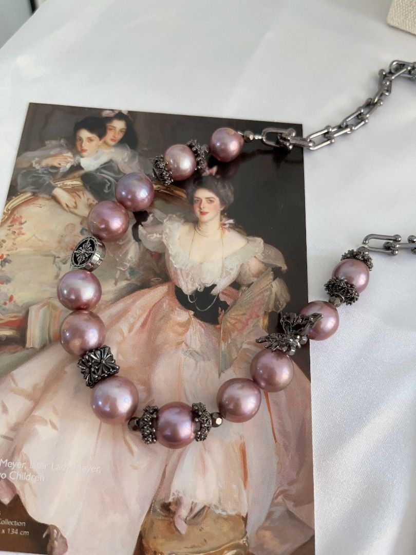 #PN1119 Freshwater Pearl Necklace| Butterfly 🦋| Gothic Style| Halloween 👻 Party| 47cm Flexible Length| Blueberry Baroque 11-13mm Lustrous| Natural Flaws