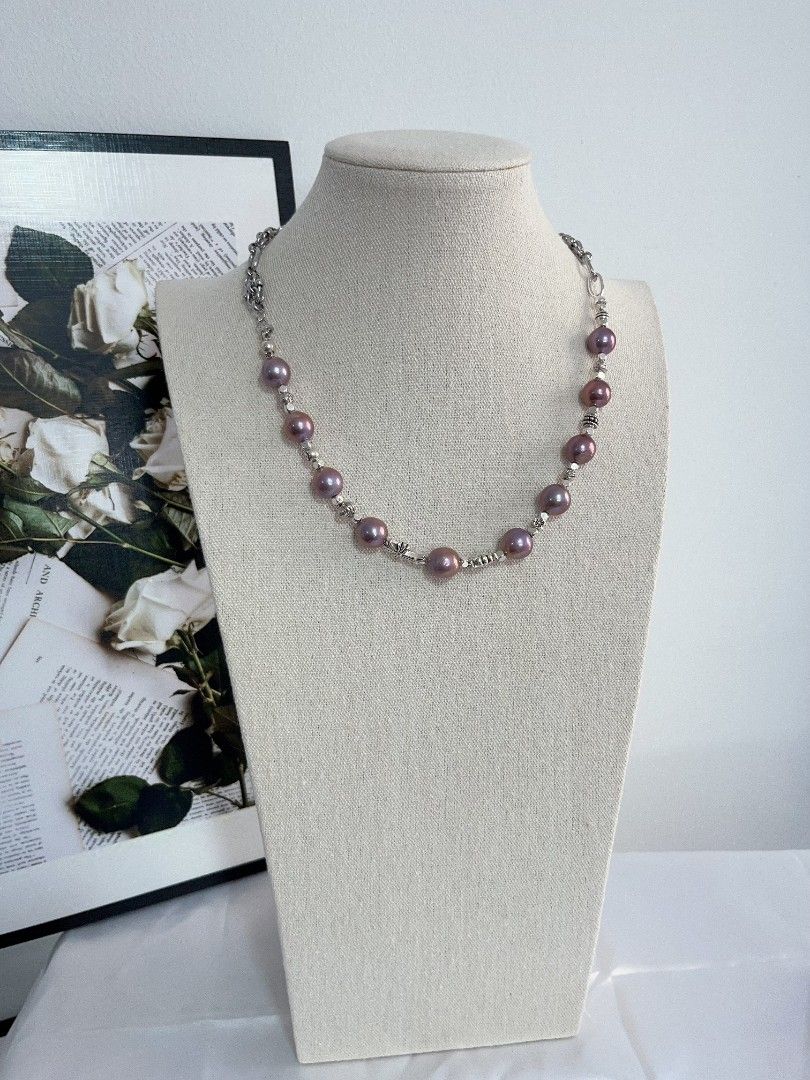 #PN1121 Freshwater Pearl Necklace| Half Chain| 11-12.6mm Red-ish Dark Blueberry Baroque Pearl| Lustrous| Natural Flaws| 52cm Adjustable Length| Perfect for Halloween 🎃