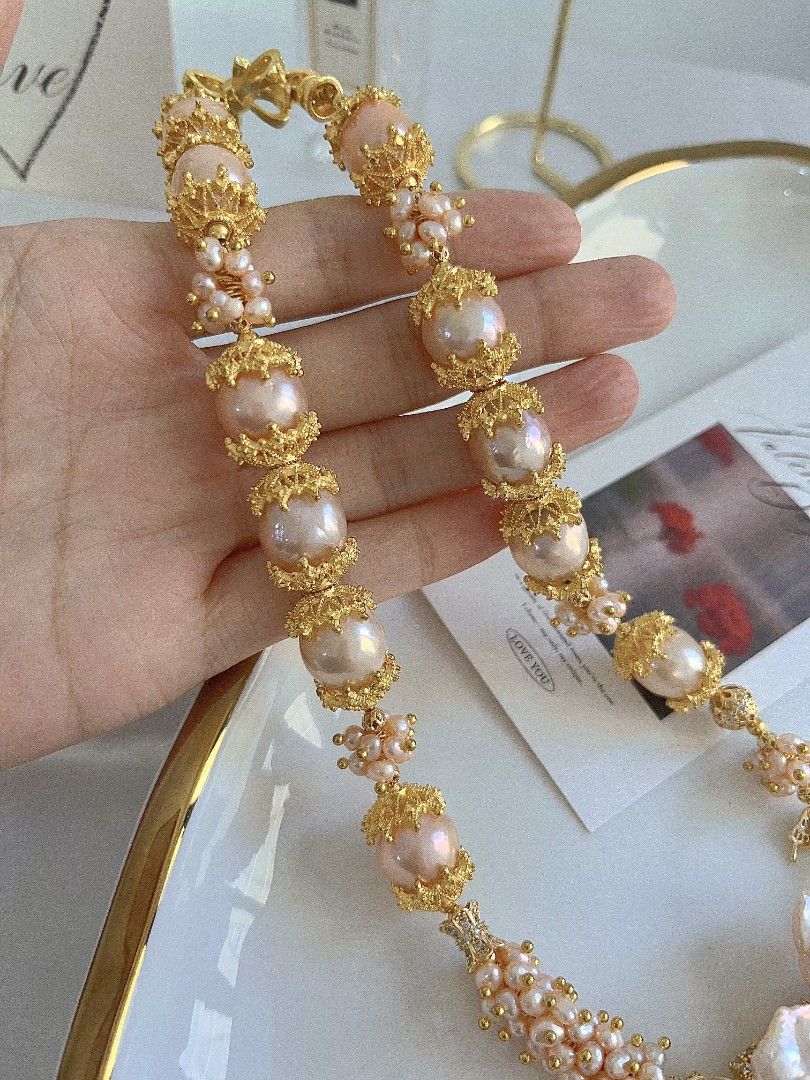 #PN1150 [Floral Series] Freshwater Pearl Necklace| 44.5cm| 43mm Big Petal Flower 🌺| 30mm Fishtail Baroque Pendant | 11-13mm Purple Baroque Pearl| Hardcore Industrial Style