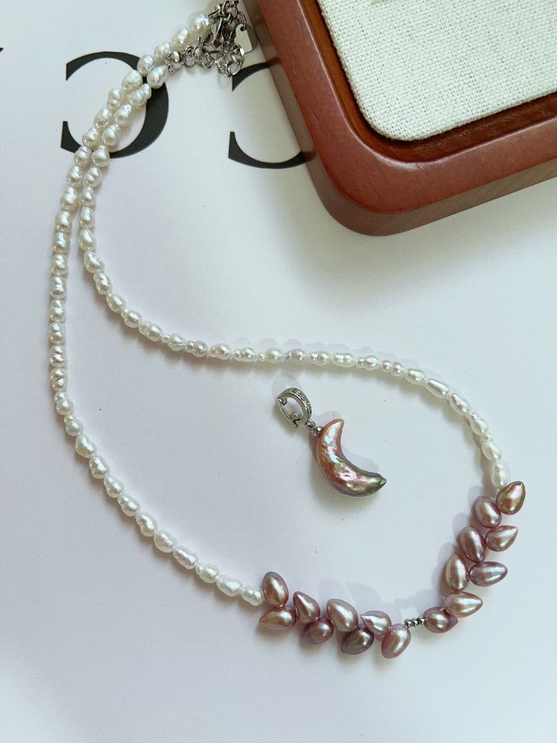 #PN1164 Freshwater Pearl Necklace| Moonlight Sonata| Wheat Ear Design| Detachable Pendant| Excellent Lustre| Versatile| Low Key Styling| Christmas Gift 💐